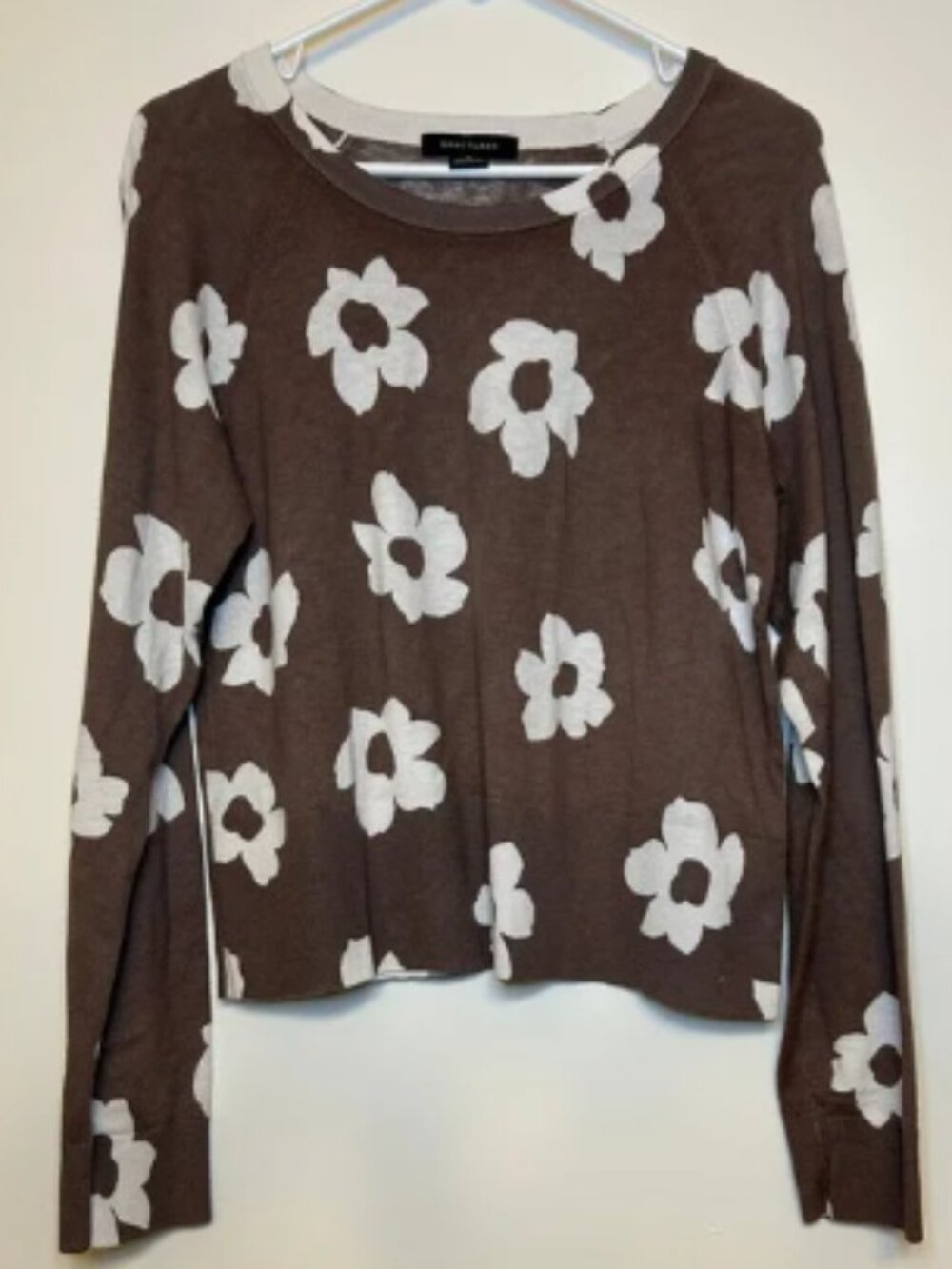 Sanctuary Brown White Floral Knit Sweater Size M